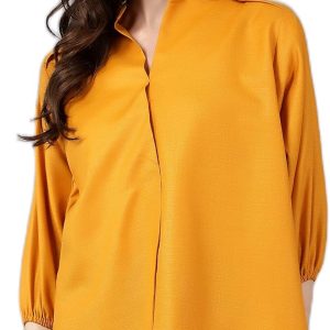 Women’s Mustard Mandarin Collar Top