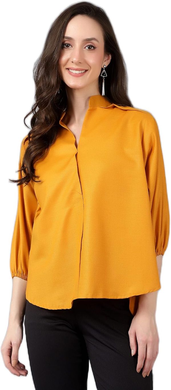 Women’s Mustard Mandarin Collar Top